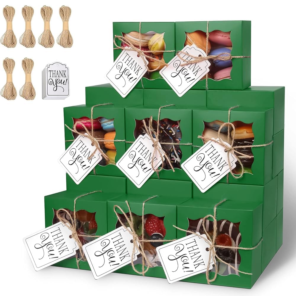 Amazon.com: KPOSIYA 120 Pcs Green Bakery Boxes with Window - 4x4x2